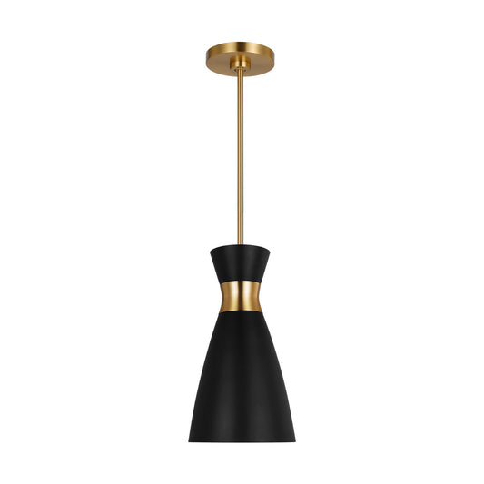 Heath One Light Pendant in Midnight Black and Burnished Brass