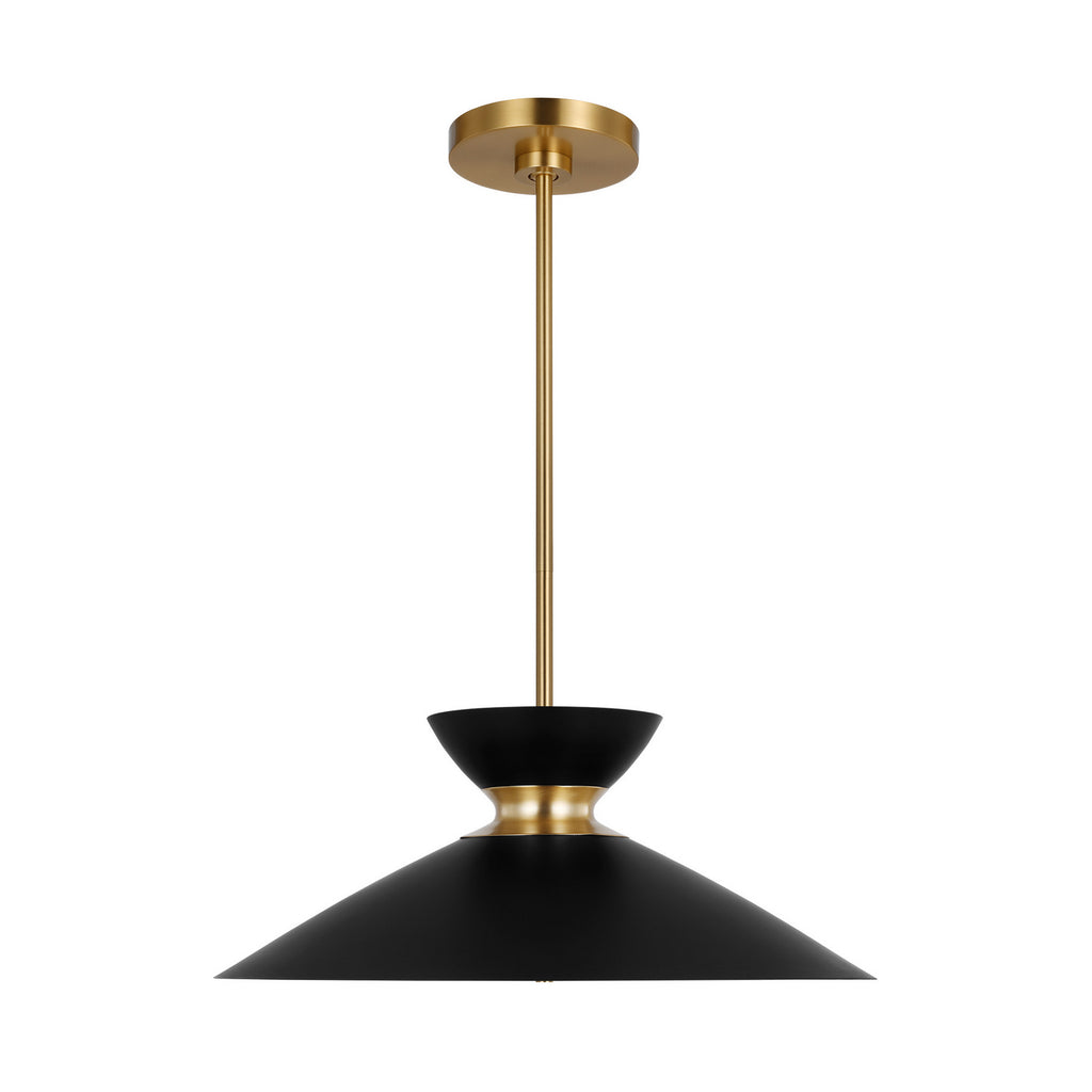 Heath One Light Pendant in Midnight Black and Burnished Brass