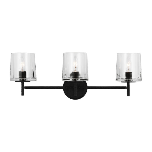Marietta Three Light Vanity in Aged Iron