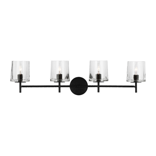 Marietta Four Light Vanity in Aged Iron