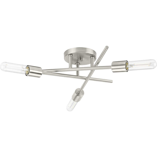Astra Three Light Semi Flush Mount in Brushed Nickel