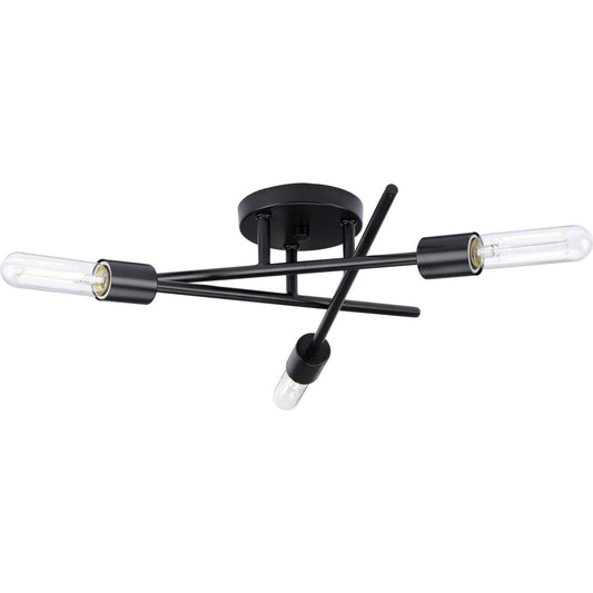 Astra Three Light Semi Flush Mount in Matte Black