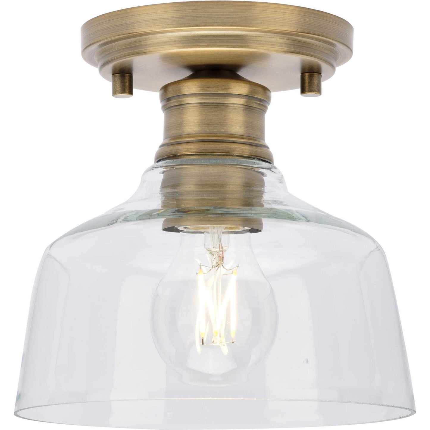 Singleton One Light Semi Flush Mount in Vintage Brass