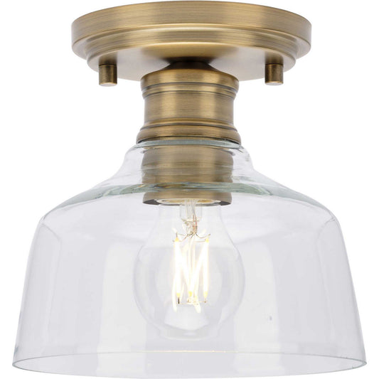 Singleton One Light Semi Flush Mount in Vintage Brass