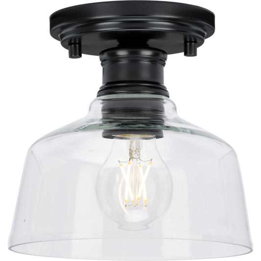 Singleton One Light Semi Flush Mount in Matte Black