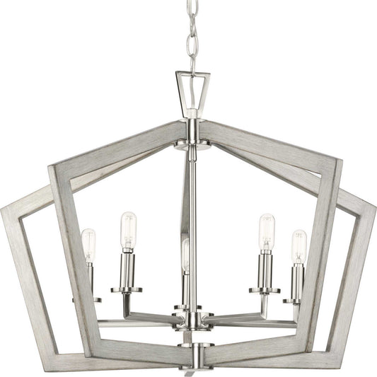 Galloway Five Light Chandelier in Brushed Nickel
