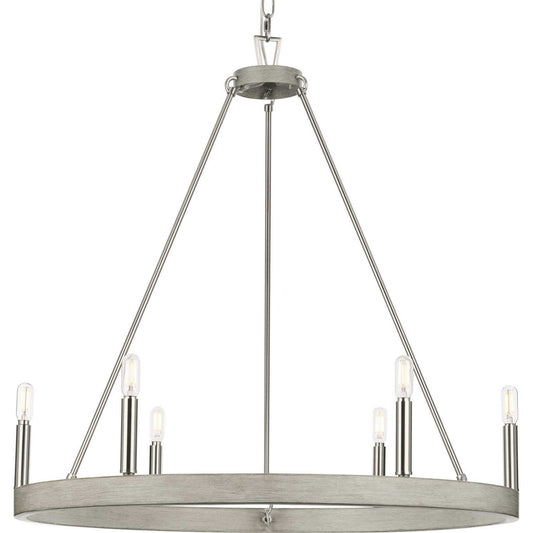 Galloway Six Light Chandelier in Brushed Nickel