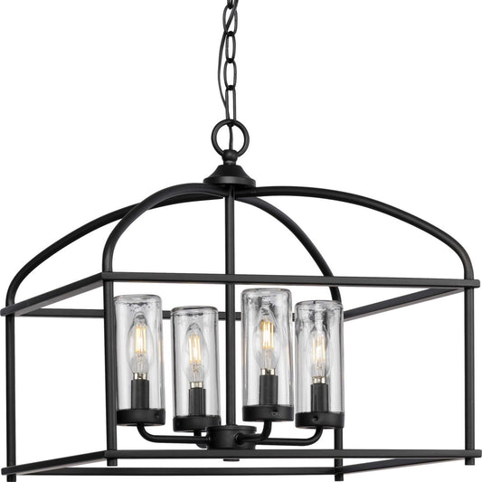 Swansea Four Light Outdoor Chandelier in Matte Black