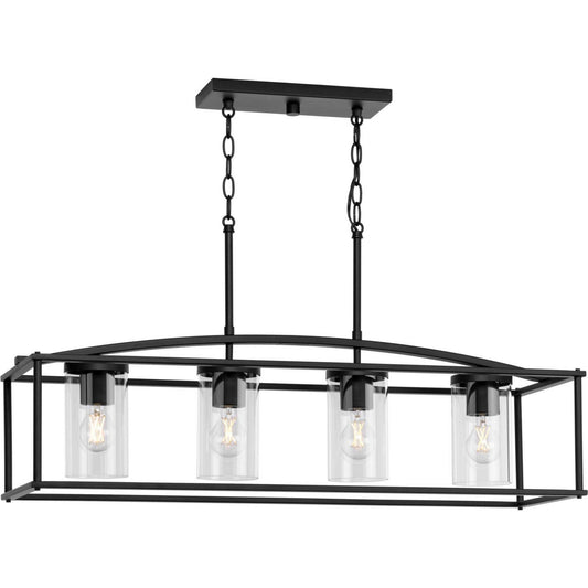 Swansea Four Light Outdoor Island Chandelier in Matte Black