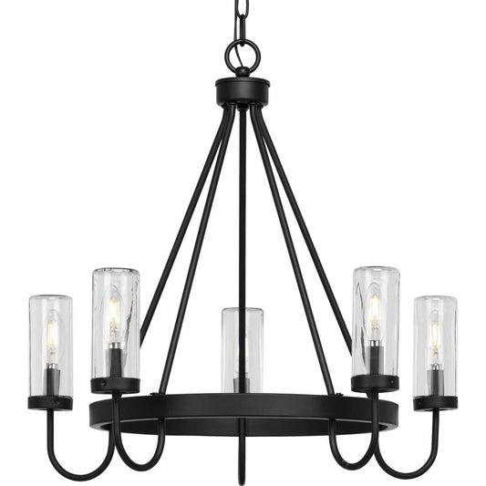 Swansea Five Light Outdoor Chandelier in Matte Black