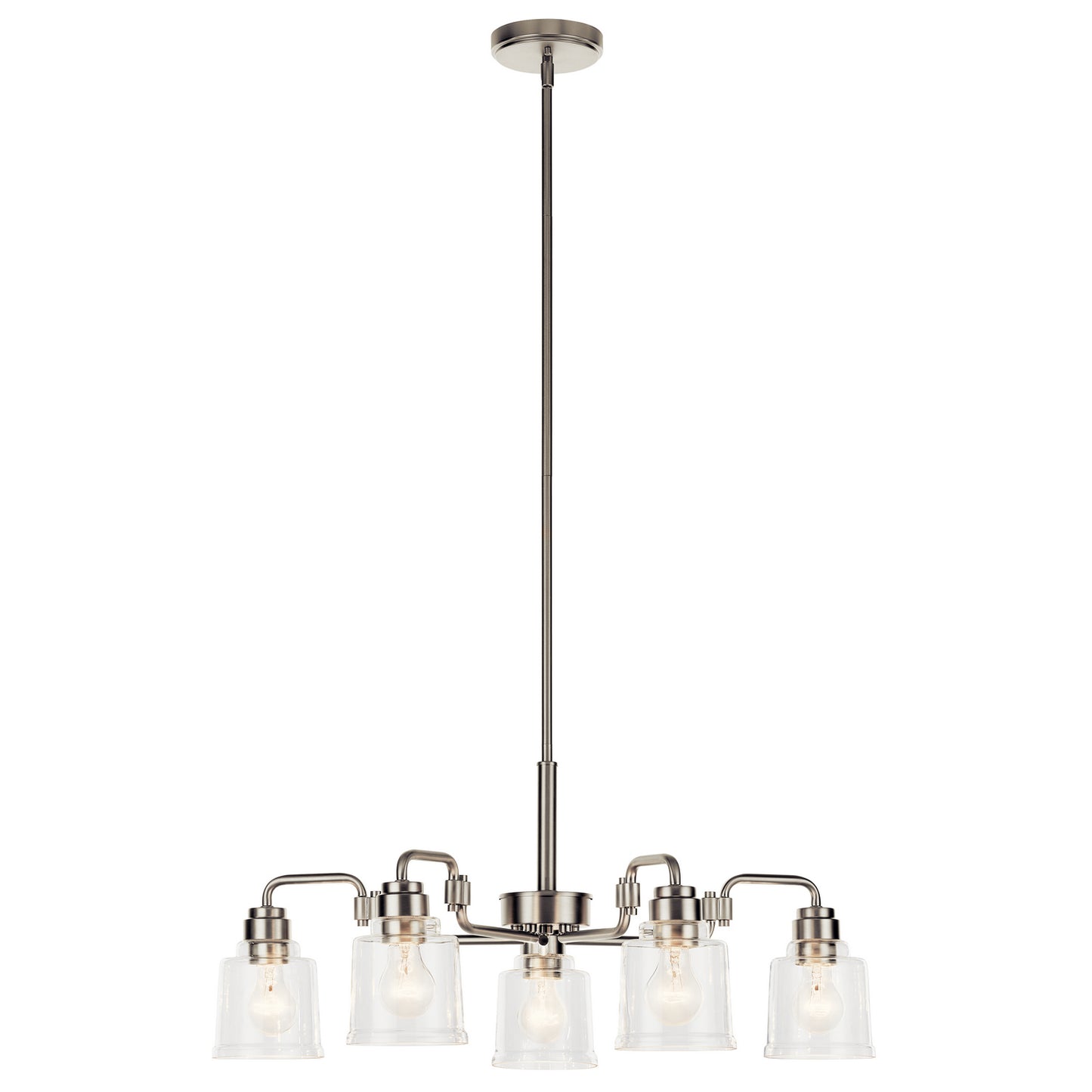 Aivian Five Light Chandelier in Nickel Textured