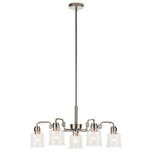 Aivian Five Light Chandelier in Nickel Textured
