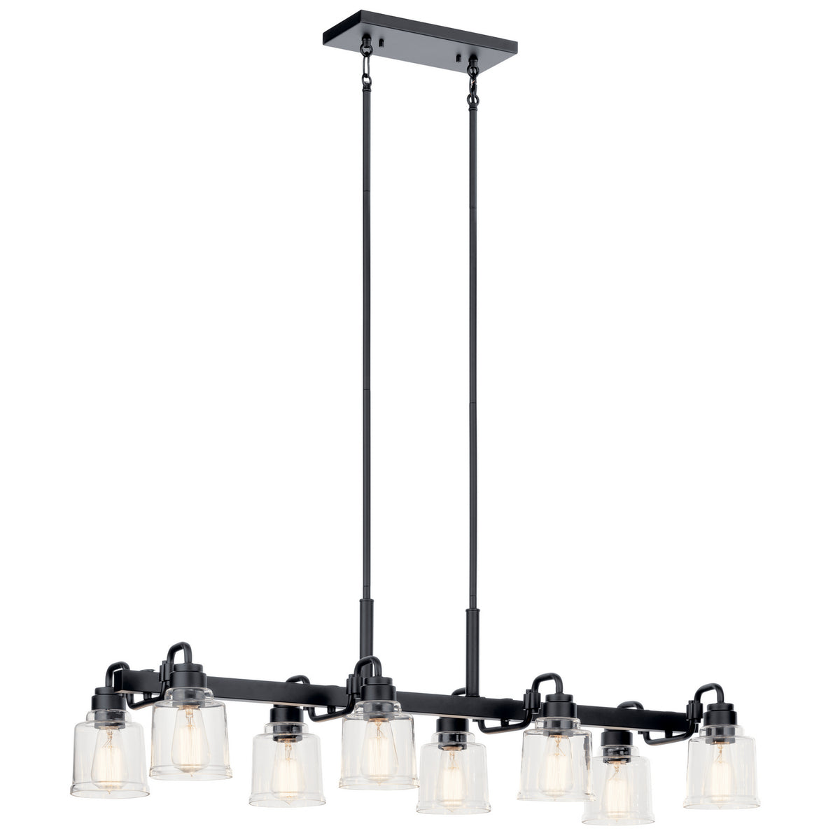 Aivian Eight Light Linear Chandelier in Black