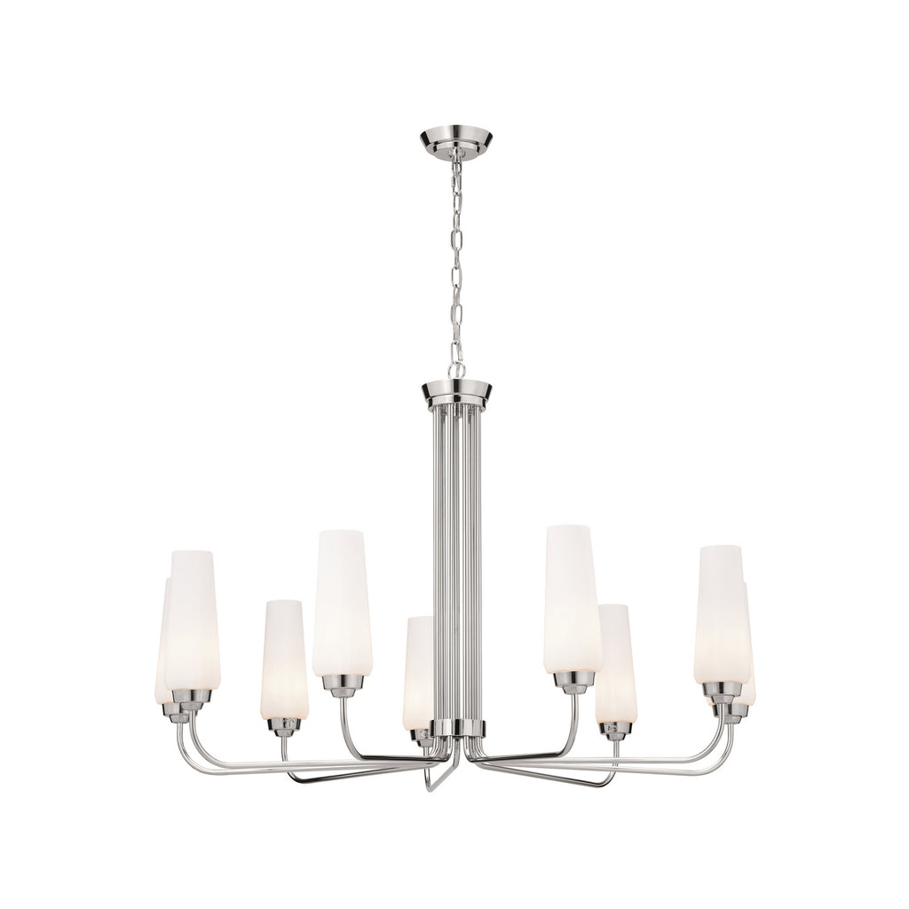 Truby Nine Light Chandelier in Polished Nickel