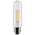 (4-Pack) Satco S21346 5.5W LED T10 Tubular Bulb, E26 Base, 4000K, 450 Lumens, Clear