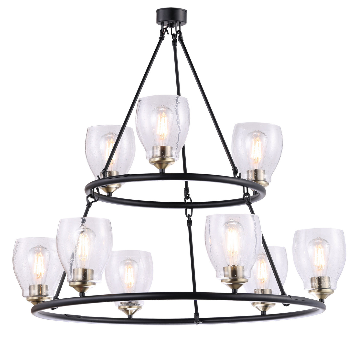 Winsley Nine Light Chandelier in Coal w/Stained Brass