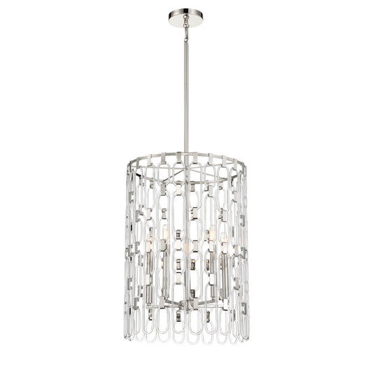 Charming Five Light Pendant in Polished Nickel