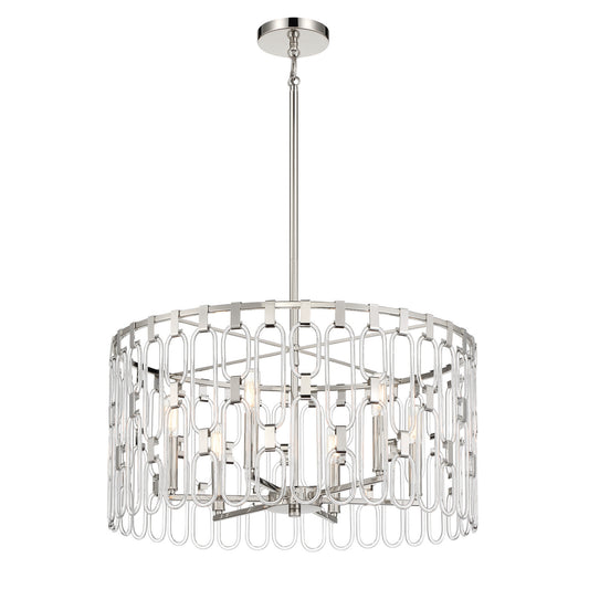 Charming Six Light Pendant in Polished Nickel