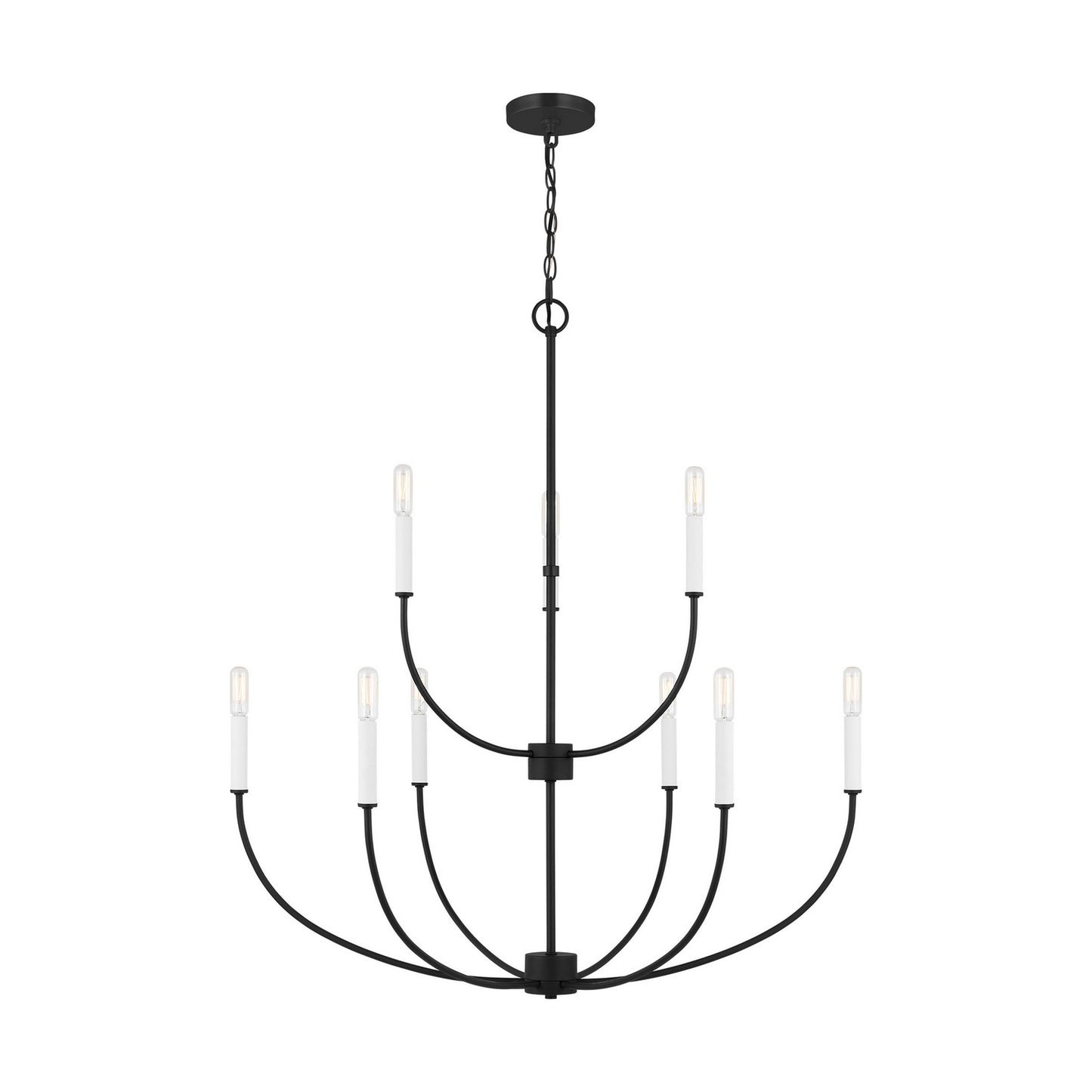 Greenwich Nine Light Chandelier in Midnight Black