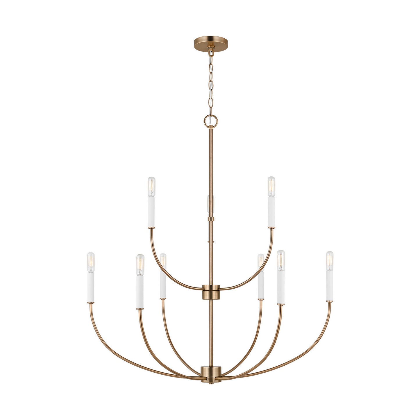 Greenwich Nine Light Chandelier in Satin Brass