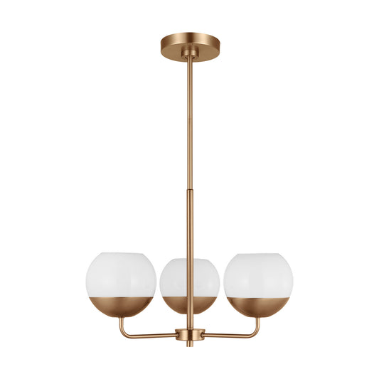 Alvin Three Light Chandelier in Satin Brass