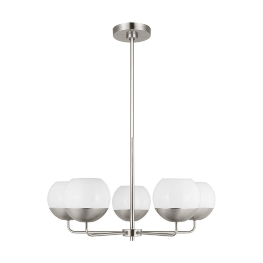Alvin Five Light Chandelier in Brushed Nickel
