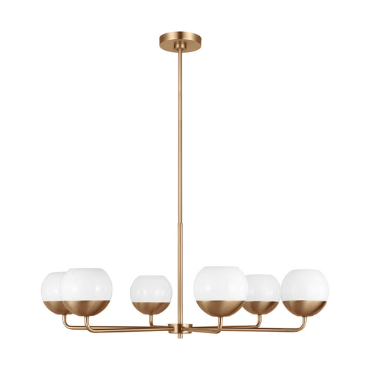 Alvin Six Light Chandelier in Satin Brass