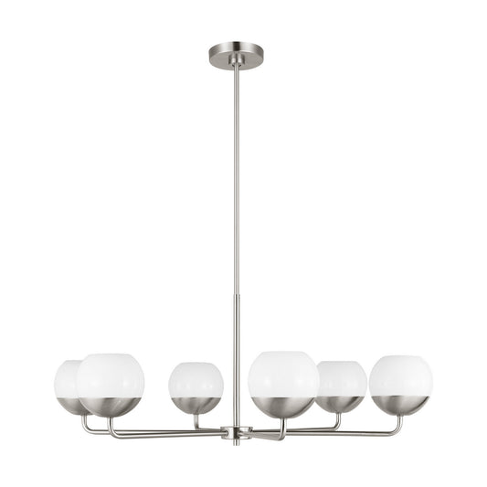 Alvin Six Light Chandelier in Brushed Nickel