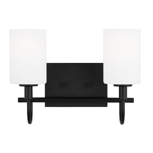 Oak Moore Two Light Bath Vanity in Midnight Black