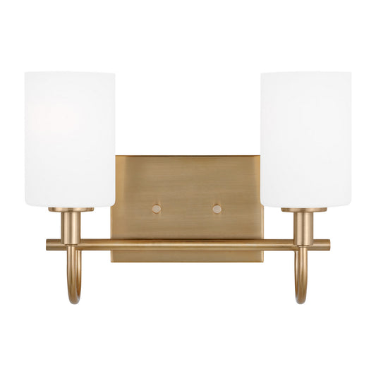 Oak Moore Two Light Bath Vanity in Satin Brass