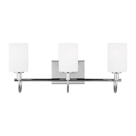 Oak Moore Three Light Bath Vanity in Chrome