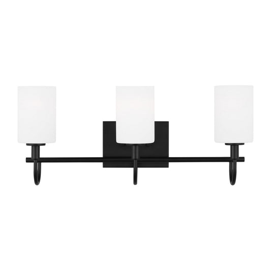 Oak Moore Three Light Bath Vanity in Midnight Black