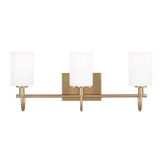 Oak Moore Three Light Bath Vanity in Satin Brass