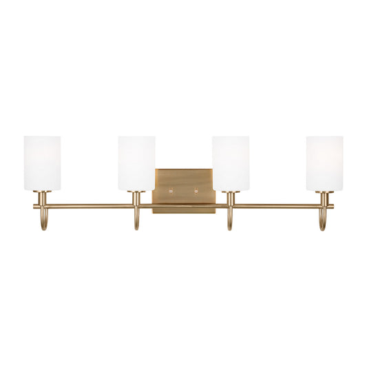 Oak Moore Four Light Bath Vanity in Satin Brass