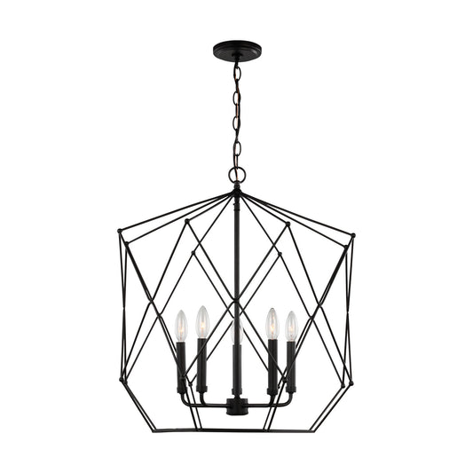 Zarra Five Light Pendant in Midnight Black