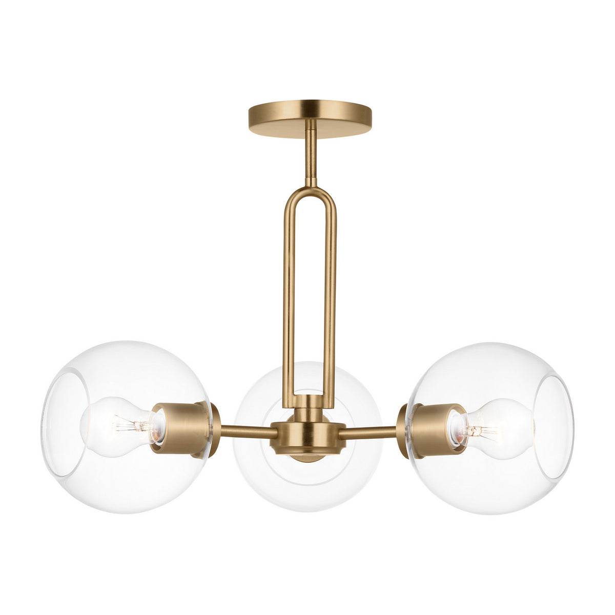 Codyn Three Light Semi-Flush Mount in Satin Brass