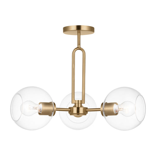 Codyn Three Light Semi-Flush Mount in Satin Brass