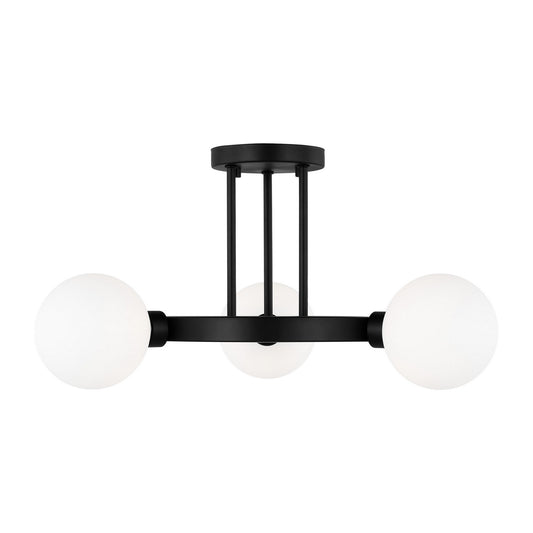 Clybourn Three Light Semi-Flush Mount in Midnight Black
