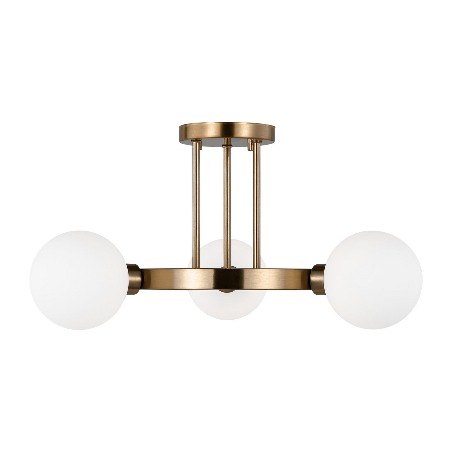 Clybourn Three Light Semi-Flush Mount in Satin Brass