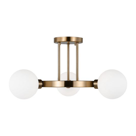 Clybourn Three Light Semi-Flush Mount in Satin Brass
