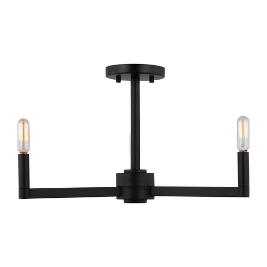 Fullton Three Light Semi-Flush Mount in Midnight Black