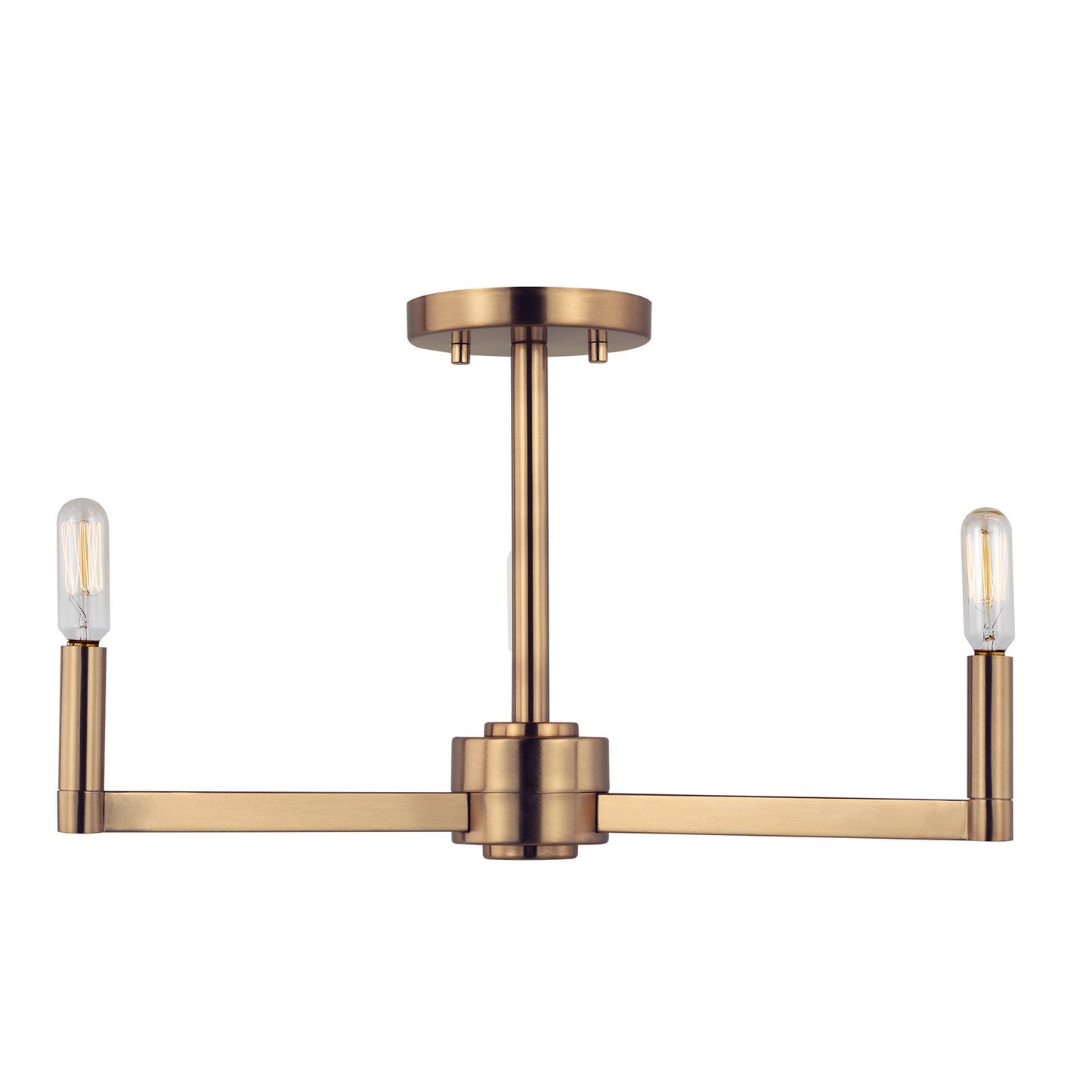 Fullton Three Light Semi-Flush Mount in Satin Brass