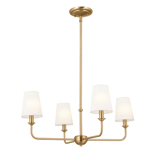 Pallas Four Light Chandelier in Brushed Natural Brass