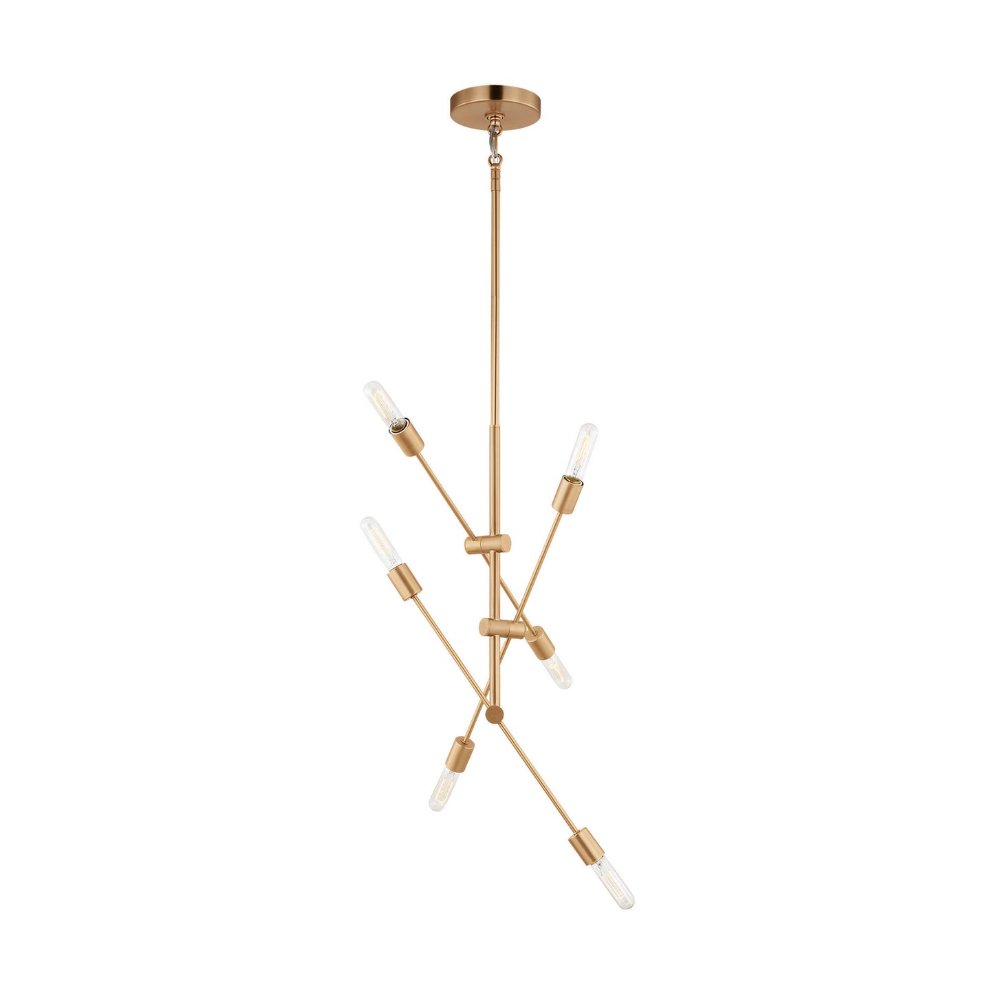 Axis Six Light Chandelier in Satin Brass