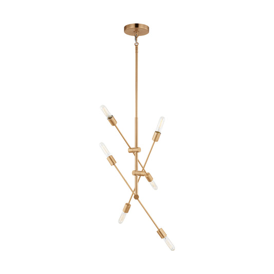 Axis Six Light Chandelier in Satin Brass