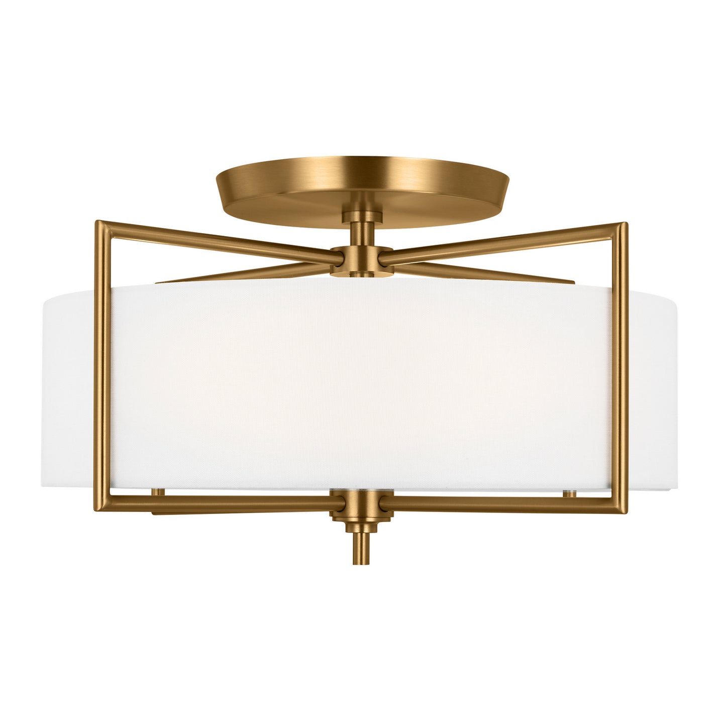 Perno Three Light Semi-Flush Mount in Burnished Brass