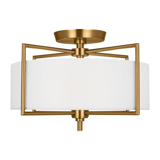 Perno Two Light Semi-Flush Mount in Burnished Brass