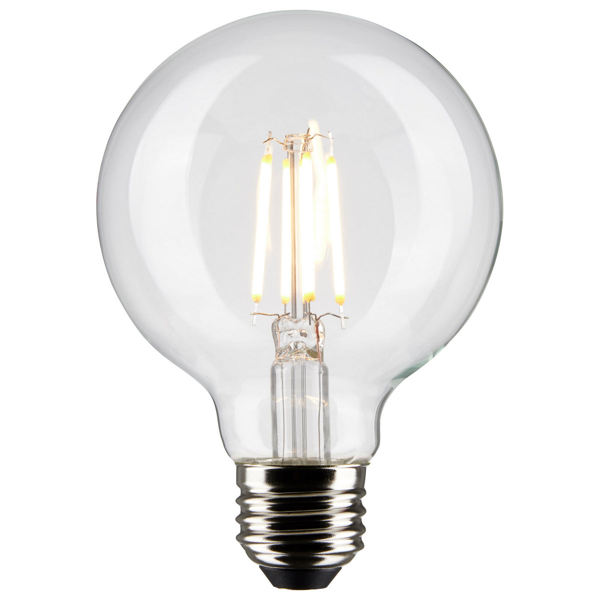 (4-Pack) Satco S21235 6W LED G25 Globe Bulb, E26 Base, 3000K, 500 Lumens, Clear
