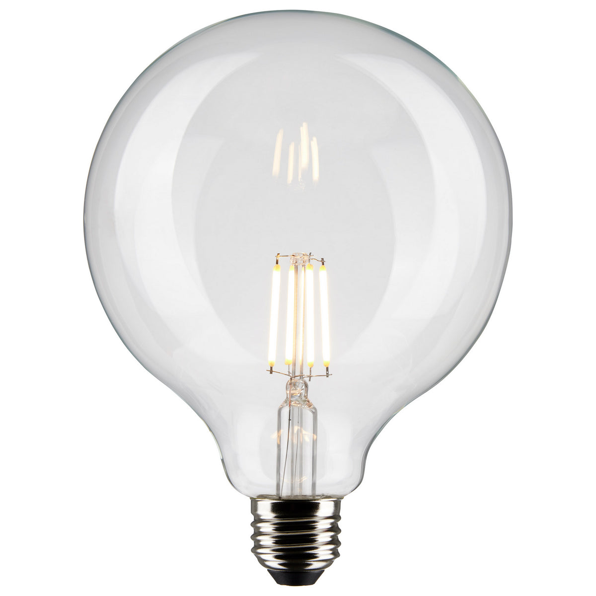 (4-Pack) Satco S21253 6W LED G40 Globe Bulb, E26 Base, 3000K, 500 Lumens, Clear
