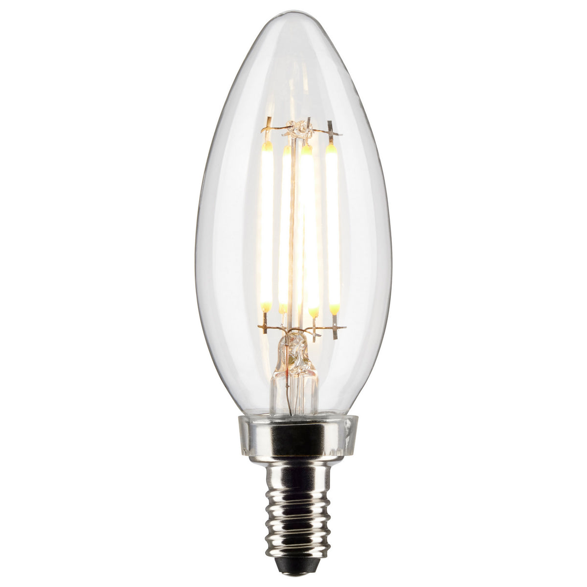 (4-Pack) Satco S21264 4W LED B11 Torpedo Bulb, E12 Base, 2700K, 350 Lumens, Clear